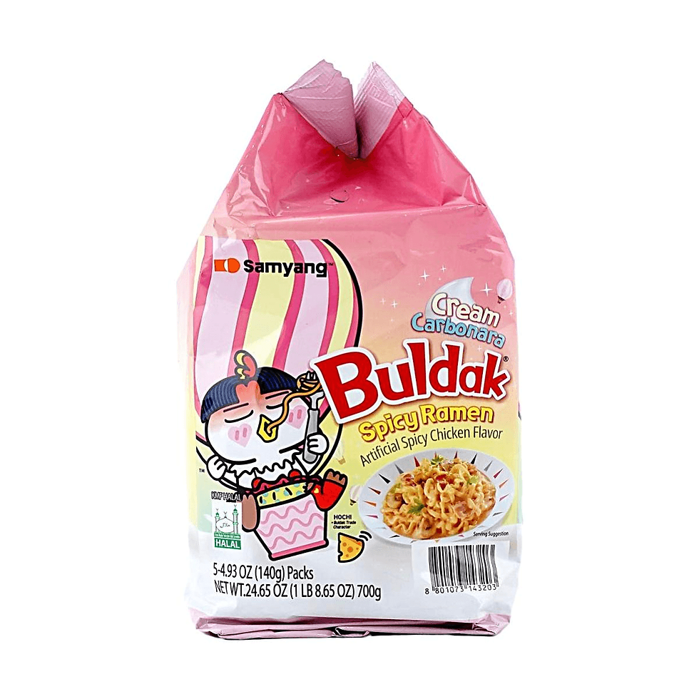 ภาพขนาดย่อ: SAMYANG Buldak Cream Carbonara Hot Chicken Flavor 4.93oz 5 PACK RIGHT SIDE