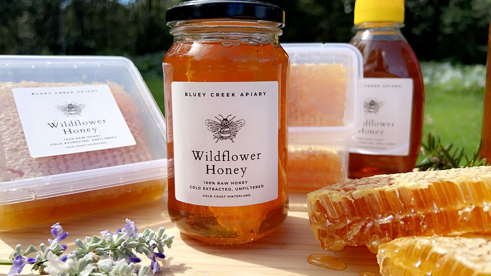 Thumbnail: Cut Honeycomb in Wildflower Honey - Glass Jar