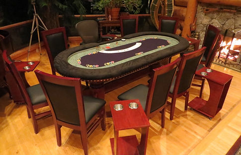 Customer poker table rental with chairs and side tables