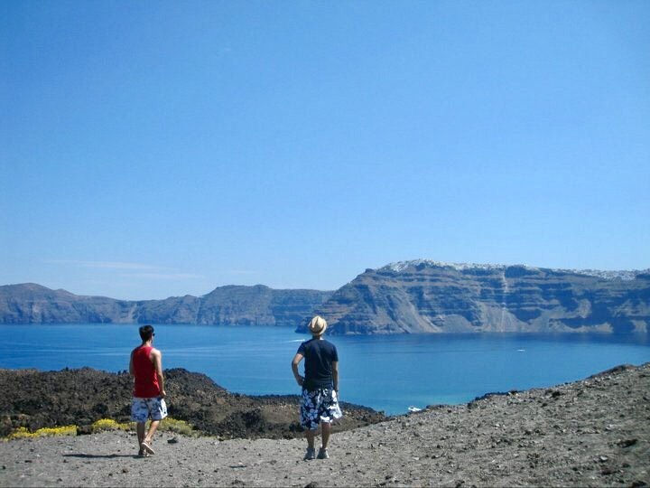 Me and my roommate taking in the view of Santorini