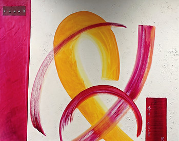 Technique mixte.Peinture à l'huile.Poudre de marbre