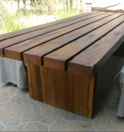 6 teak posts put together to make a nice teak wood table