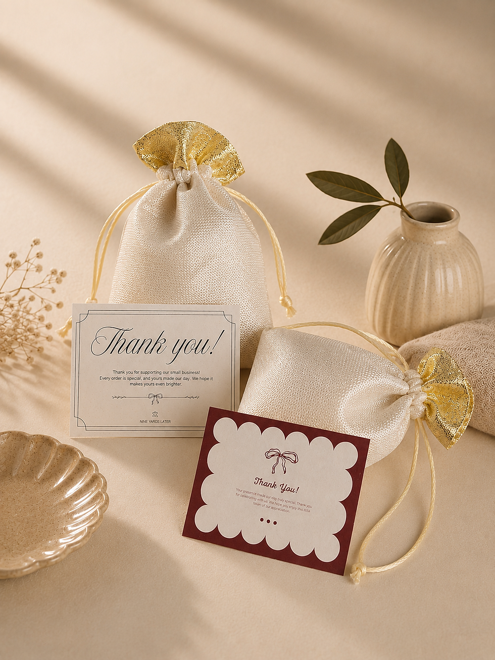 Thumbnail: Personalized Padded Jewelry Pouches with Thank You Card (Pack of 5)