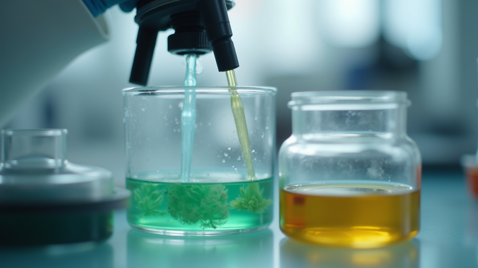 Close-up view of laboratory equipment testing botanical extracts