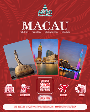 Macau Chikan Canton Zhongshan Zhuhai Travel Package.