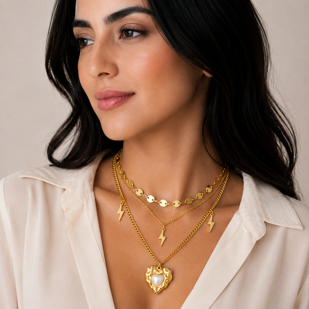 COLLAR TRIPLE CADNA RAYITOS Y CORAZON