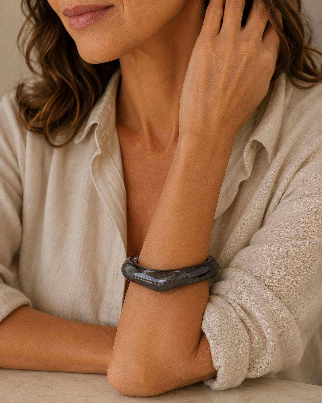 PULSERA MARMOLEADA NEGRA
