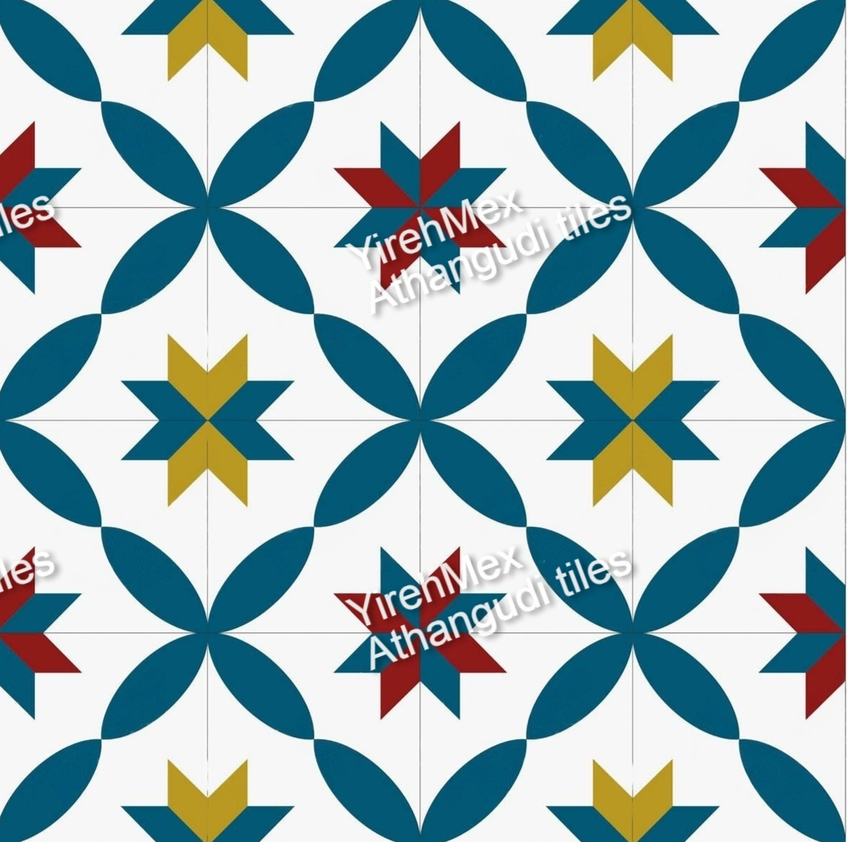 Athangudi Flower star tile