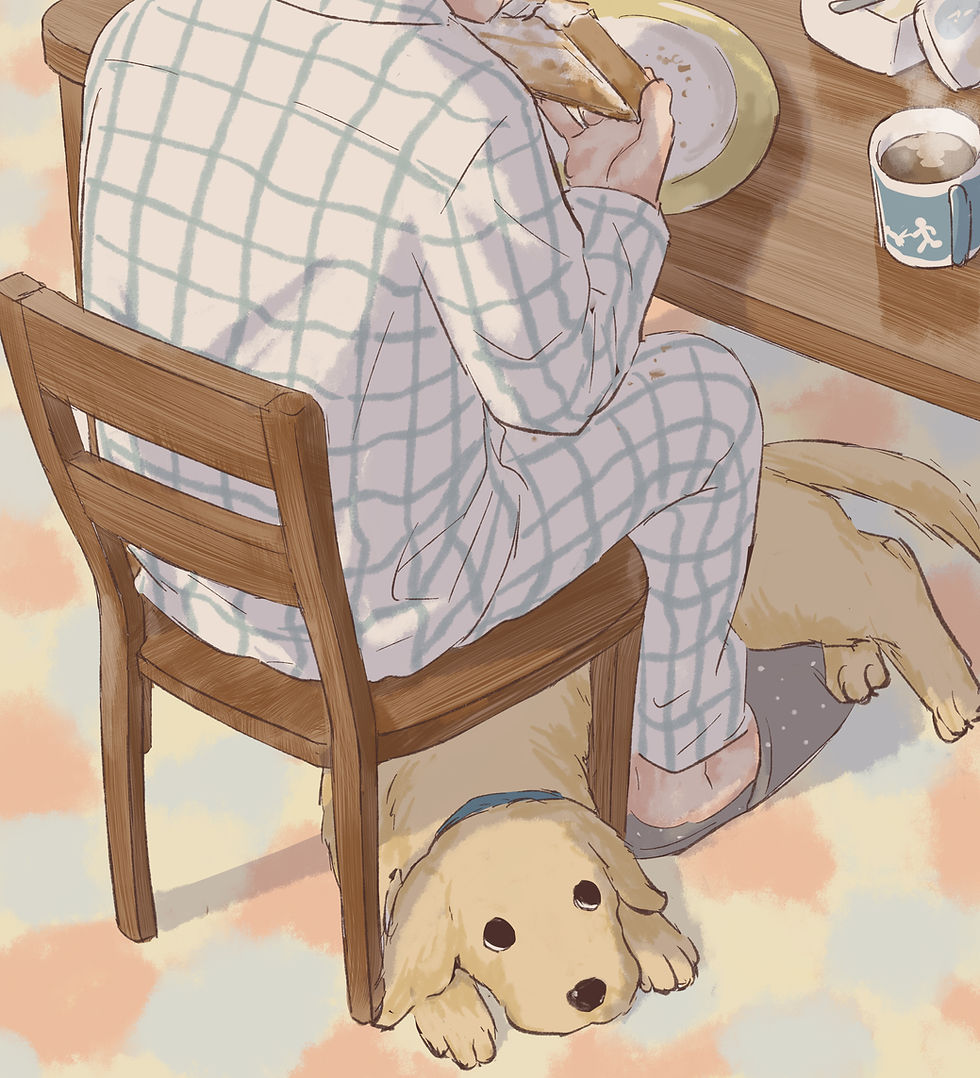 パンくずの雨を待つ