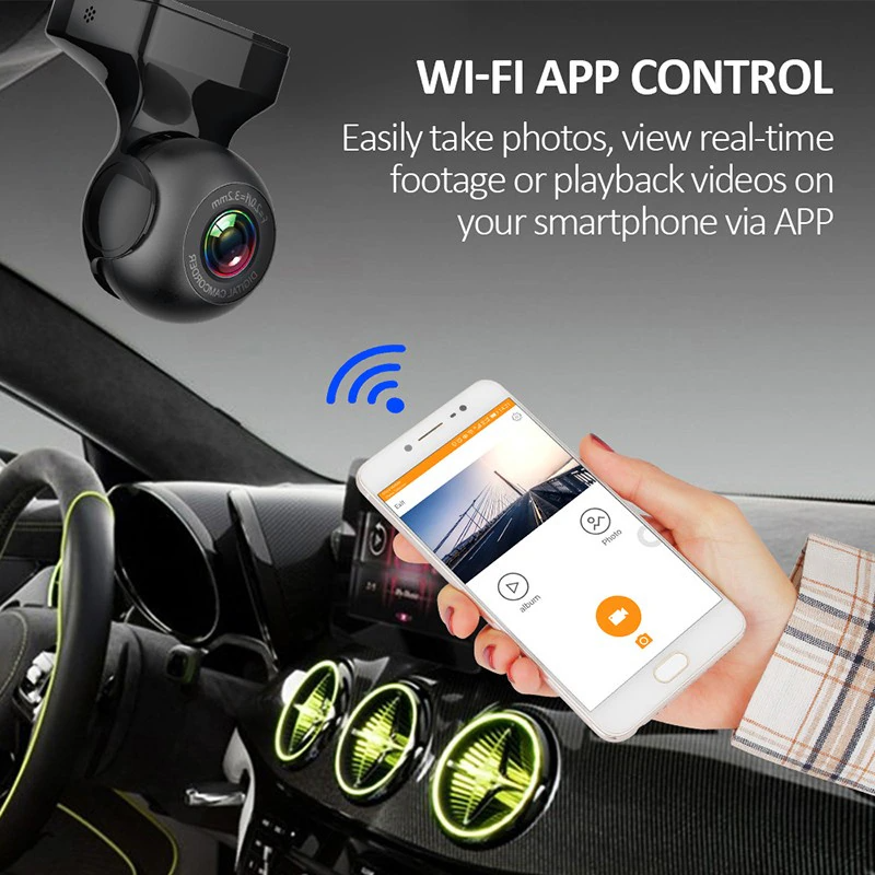 Thumbnail: 170° WiFi Dash Cam Recorder Car Camera HD 1080P Car DVR Vehicle Video G-Sensor