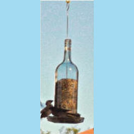 Glass Wine Bottle Bird Feeder