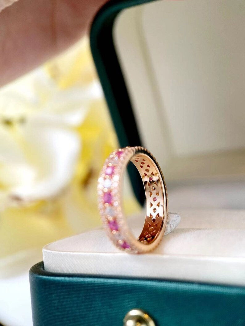 Thumbnail: 3.40CT Pink Sapphire & Diamond Channel Set Wedding Band For Her