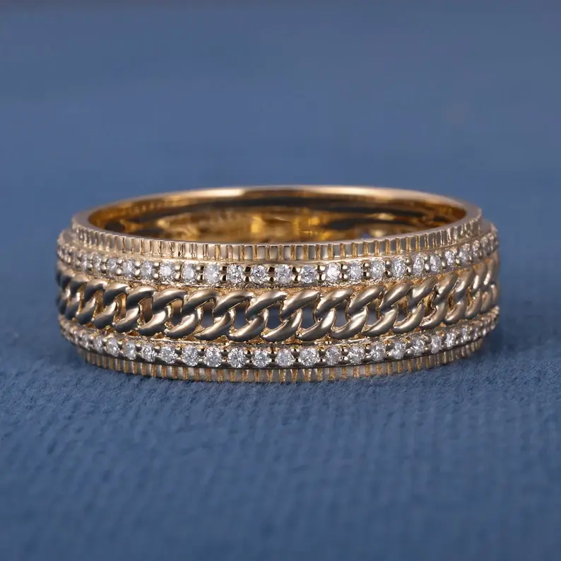 Thumbnail: Men's 3.20CT Round Cut ICED OUT Wedding Band
