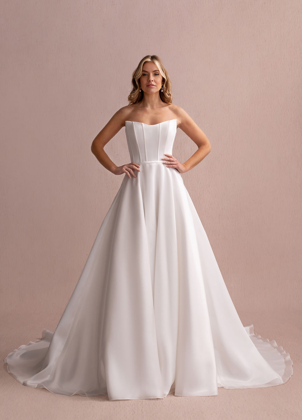 Lark MM318 cat-eye mikado A-line wedding dress by Millie May at Pretty Smithy Bridal Devon