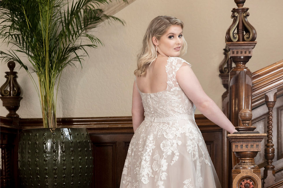 Thumbnail: Curvy Blush Wedding Dress Devon