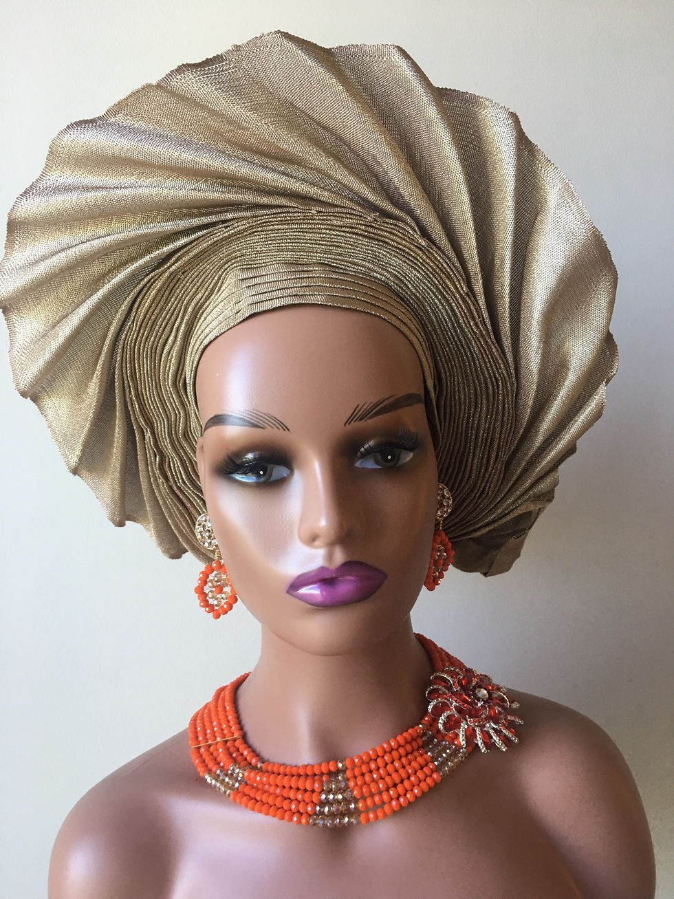 Thumbnail: Ready made Auto Gele / Felicia Auto Gele/ Gold Auto Gele