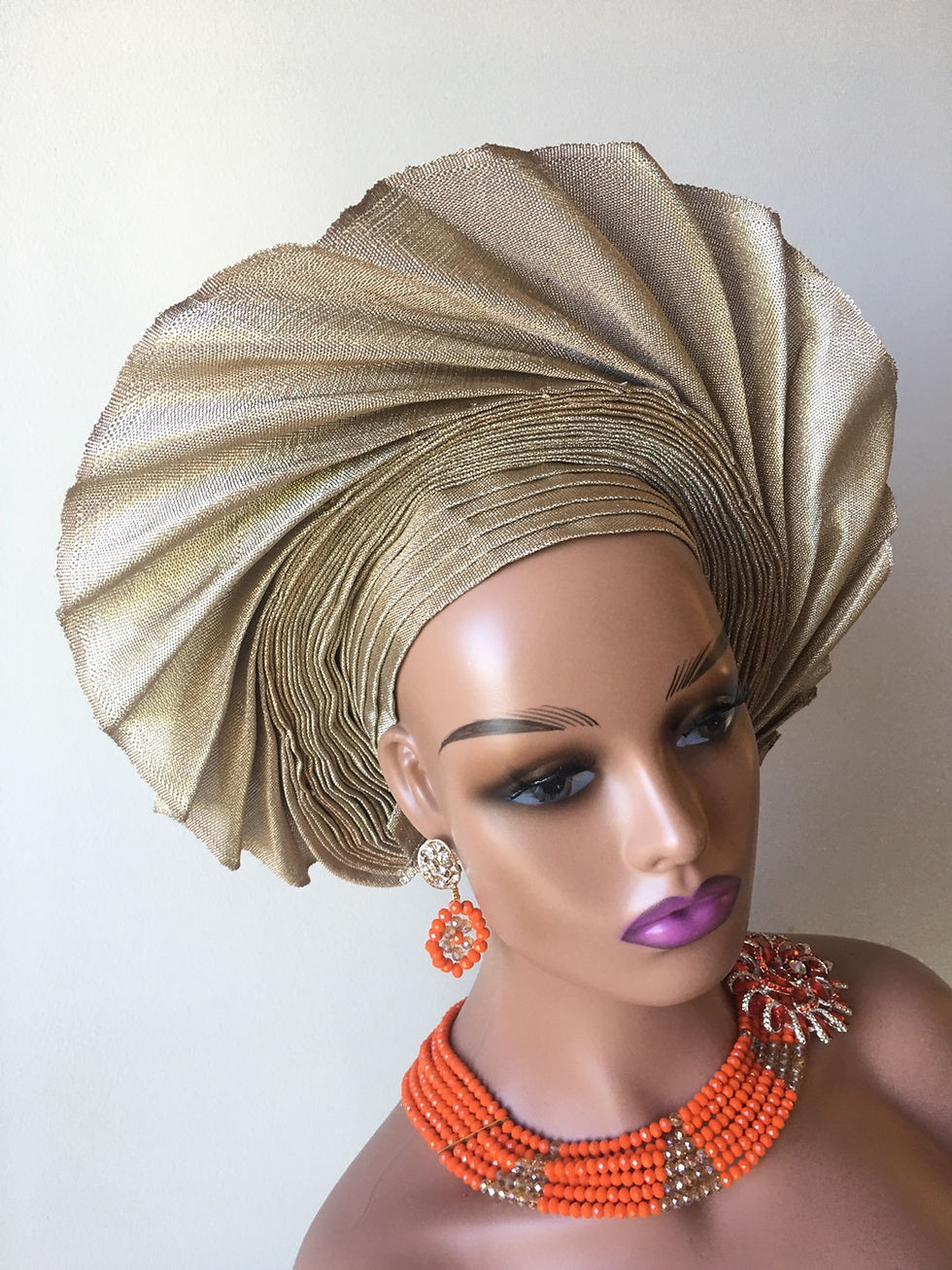 Thumbnail: Ready made Auto Gele / Felicia Auto Gele/ Gold Auto Gele