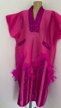Thumbnail: Elegant Sequins Embellished Kaftan, Women Feather design Free Dress