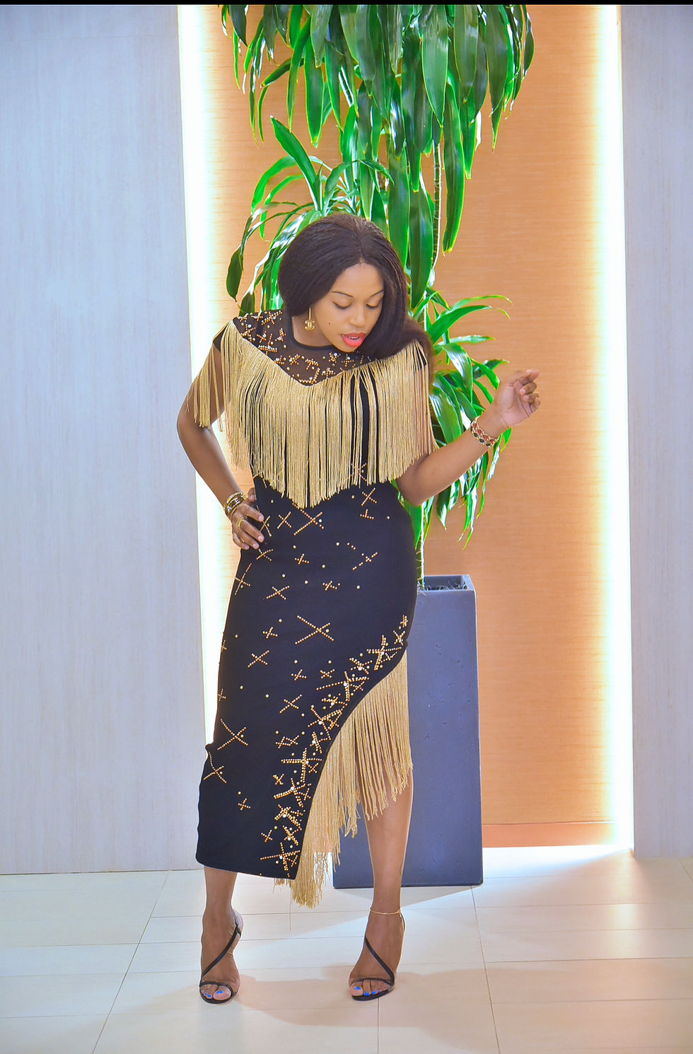 Thumbnail: Woman’s lrregular Slit Tassel dress / party dress / Wedding Guest dress