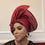 Thumbnail: Red Aso Oke Sequins Auto Gele , Rich Mommy Aso Oke Headgear. 