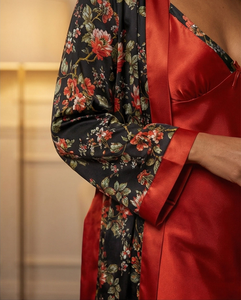 Thumbnail: Women’s Nightwear , Flower Orange Sleepwear . 