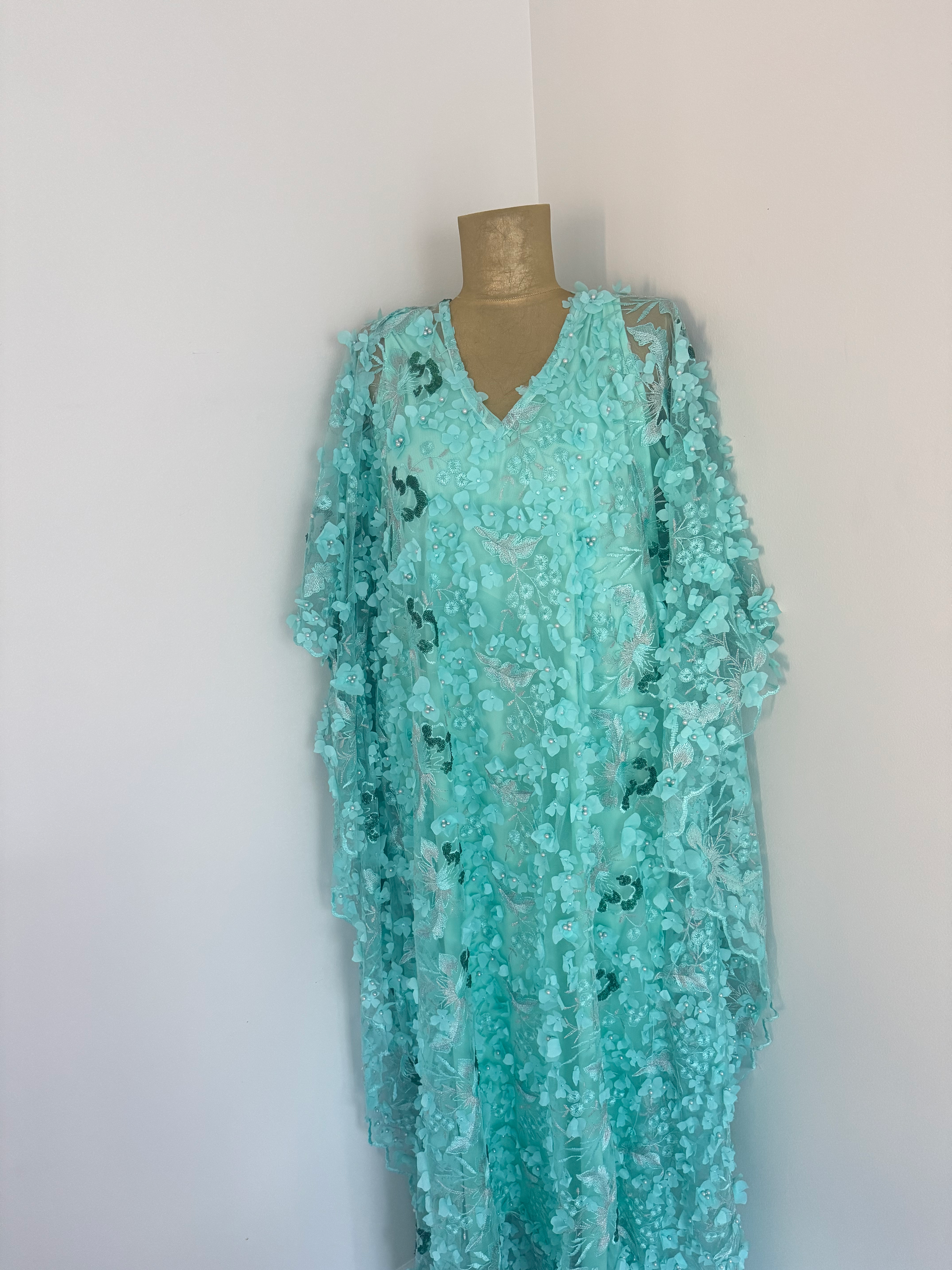 Fatima flowers Lace Dress, African Rich mummy Kaftan