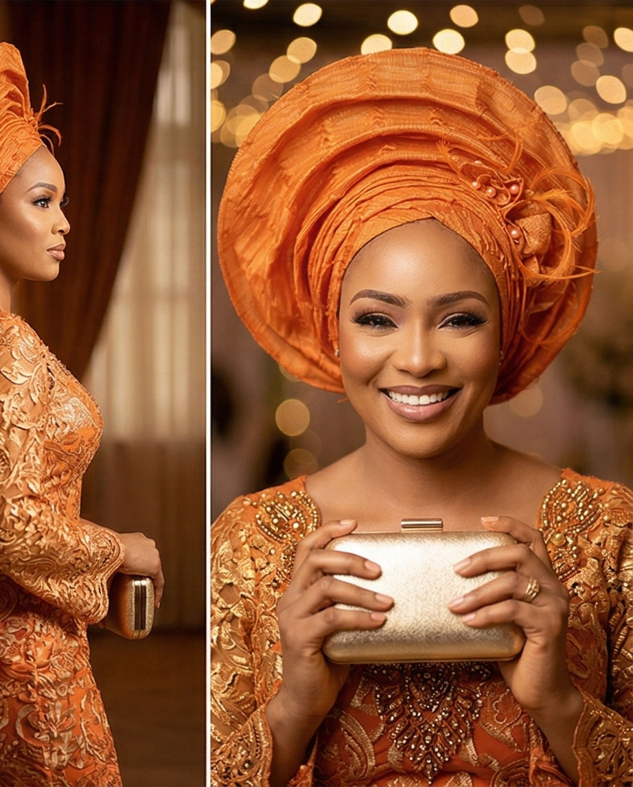 Thumbnail: Gorgeous Aso Oke Auto Gele, New Bride  head Tie , Rich Aunty Headgear