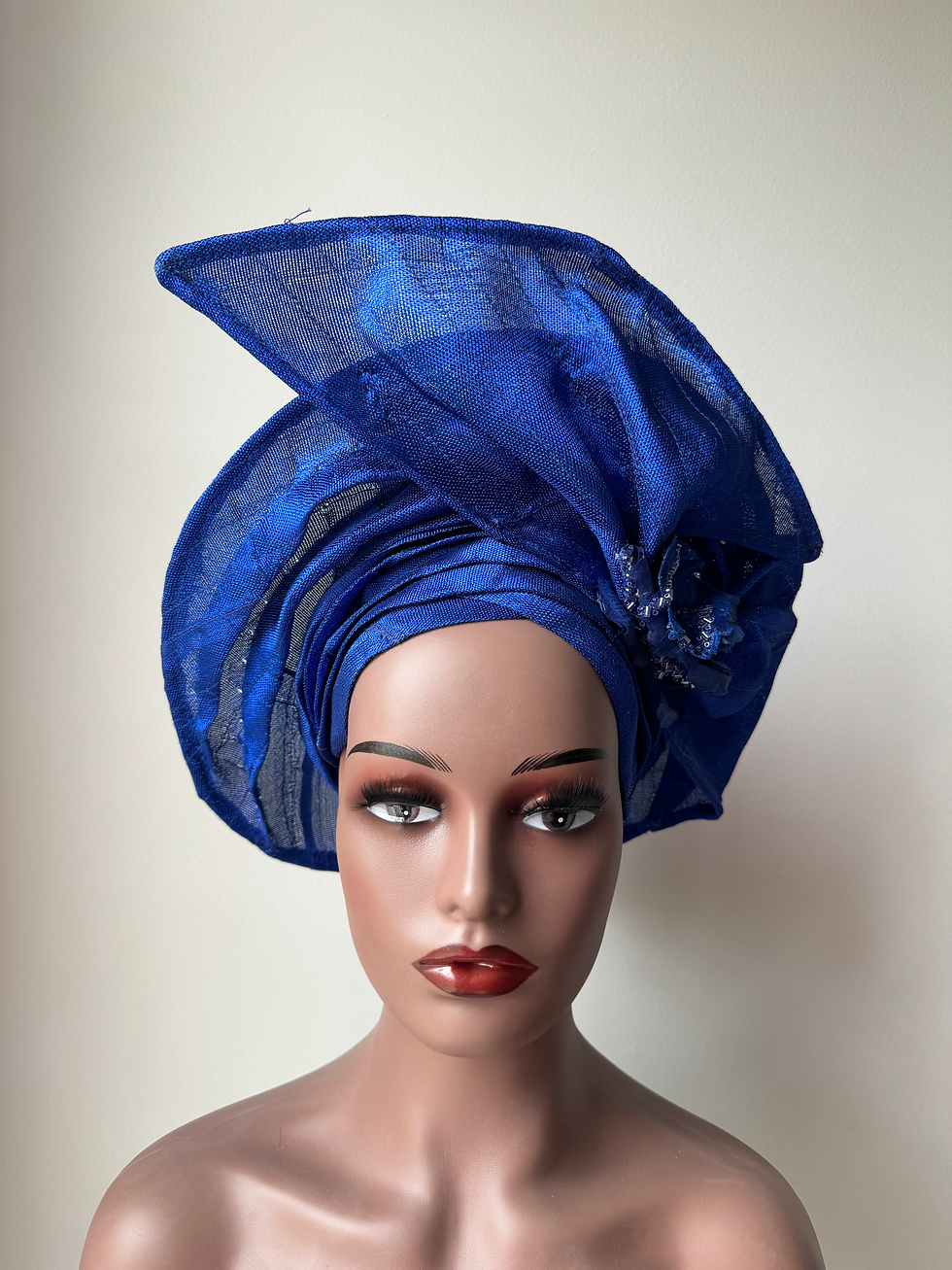 Toyal Blue Auto Gele / Classy Auto Gele / Unique Auto Gele / Bridal Auto Gele