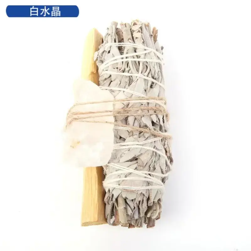 Thumbnail: Natural White Sage and Palo Santo Smudge Stick With Crystal Stones