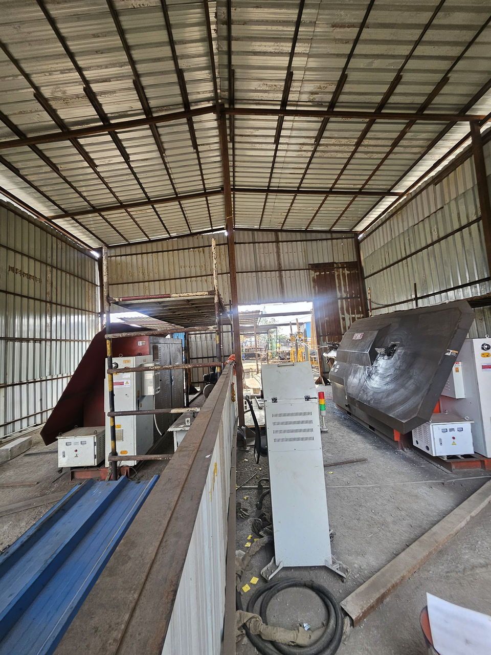 Industrial workshop interior with heavy machinery