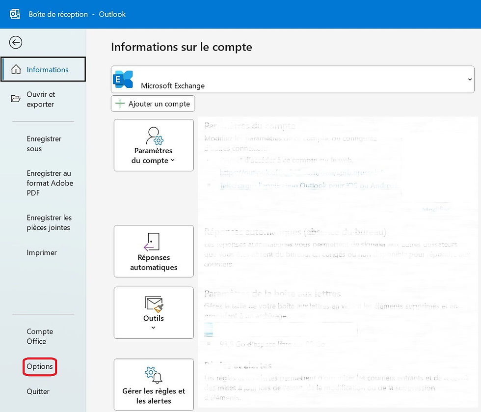 Option pour supprimer les notifications email Outlook