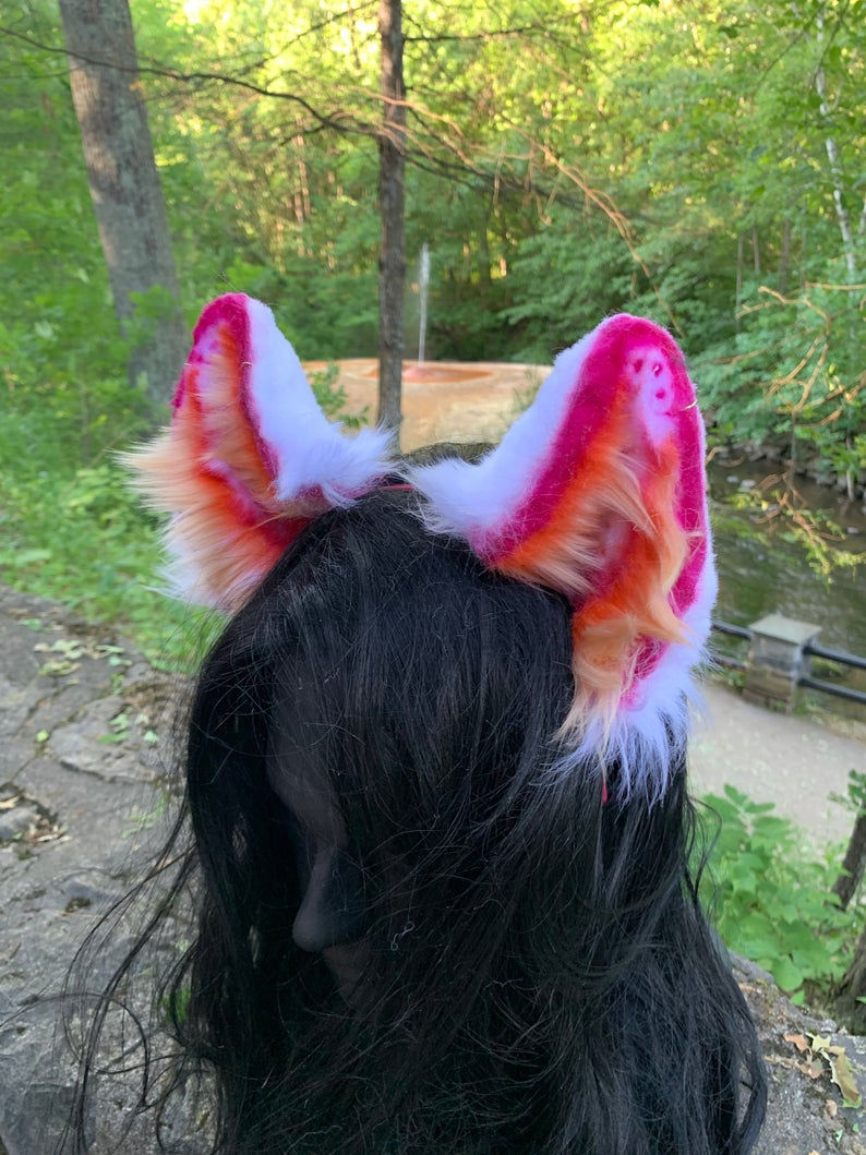 Thumbnail: Lesbian Kitten Ears, Pride 2021 Collection. Handmade Faux Fur Kitten Cosplay Ani