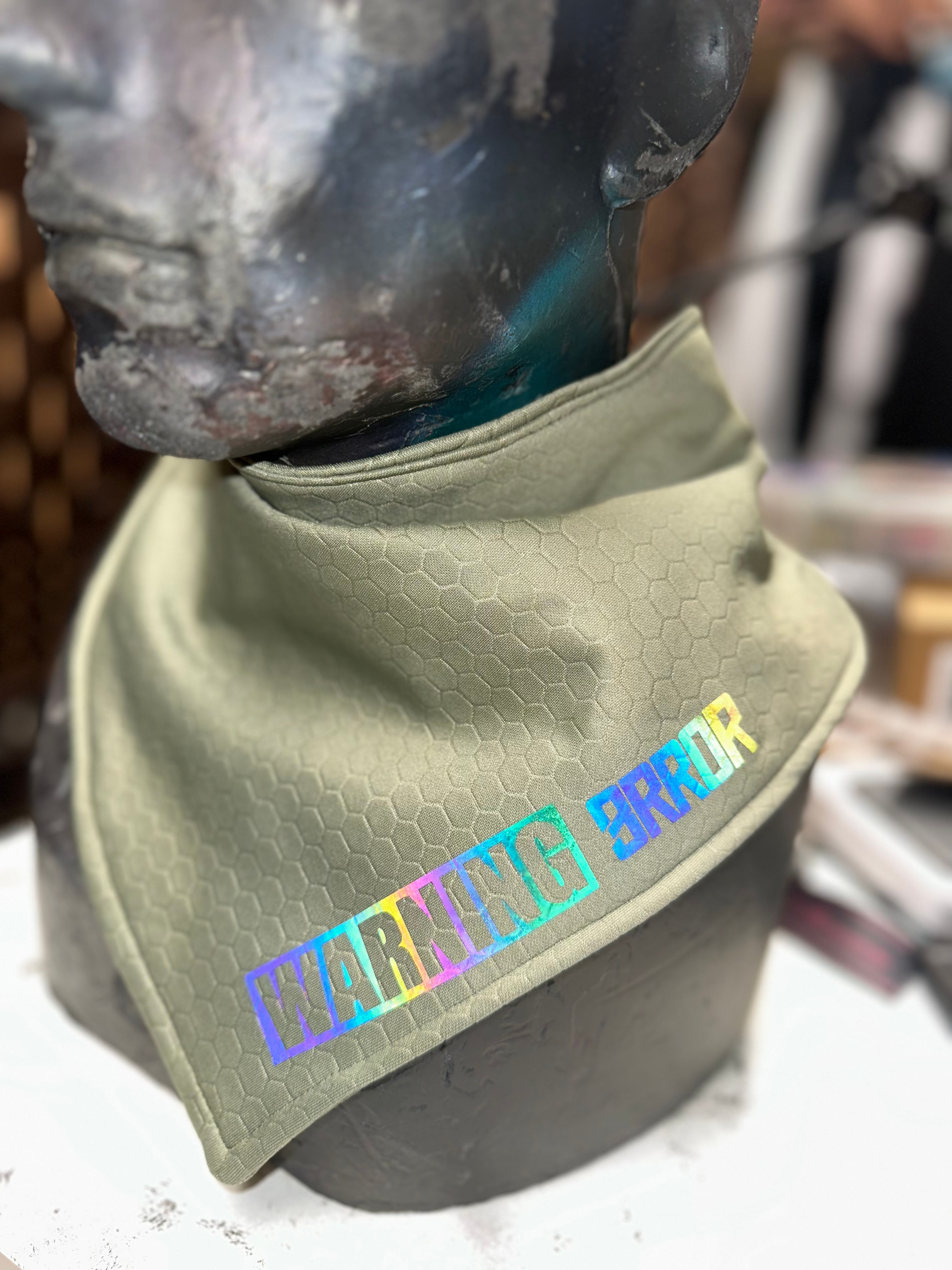 ‘Warning’ Desert Oil slick Cyberpunk Scarf: Flash Reactive with magnetic buckle 