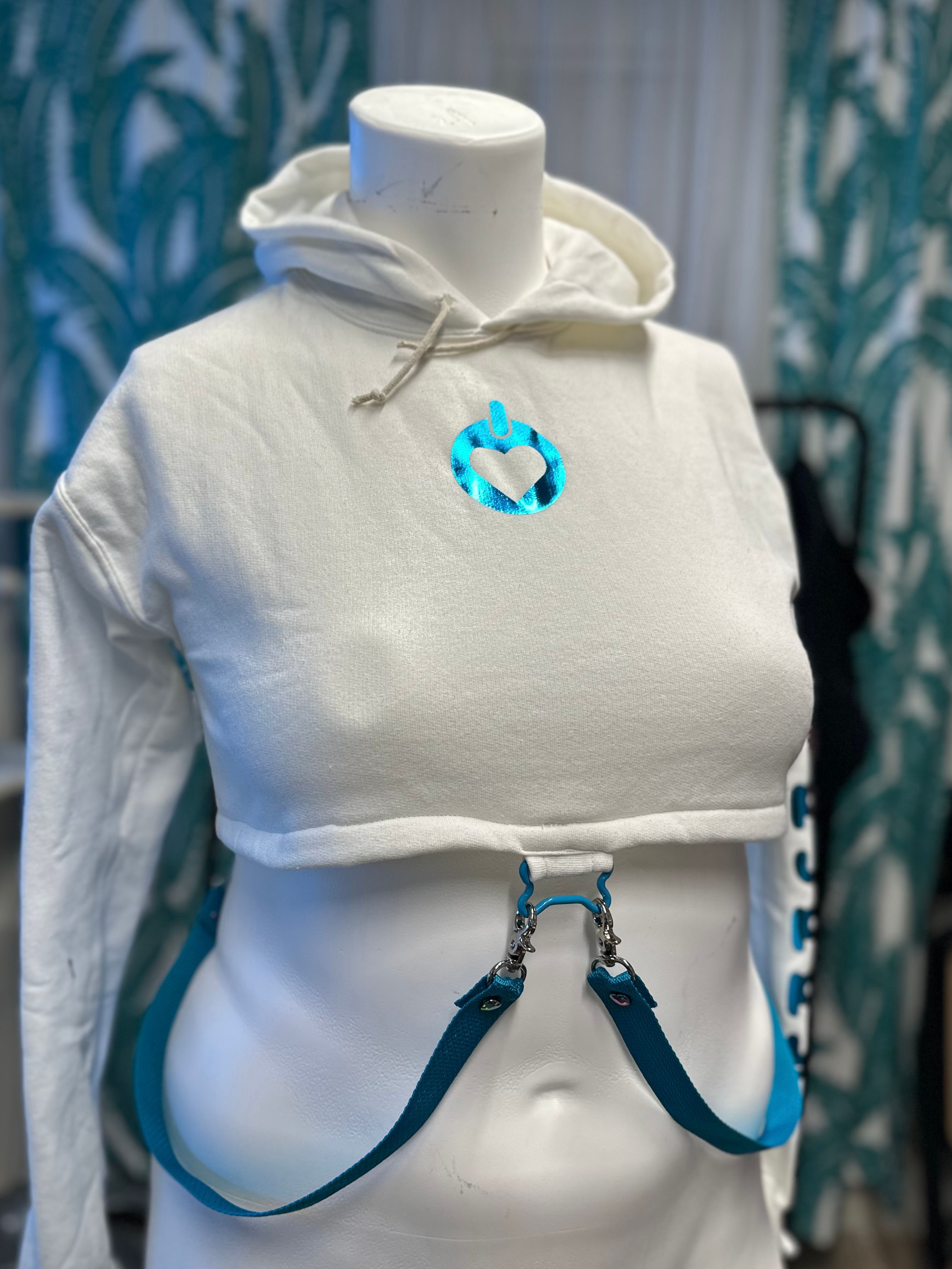 Metallic Teal 'Good Puppy' Crop Top