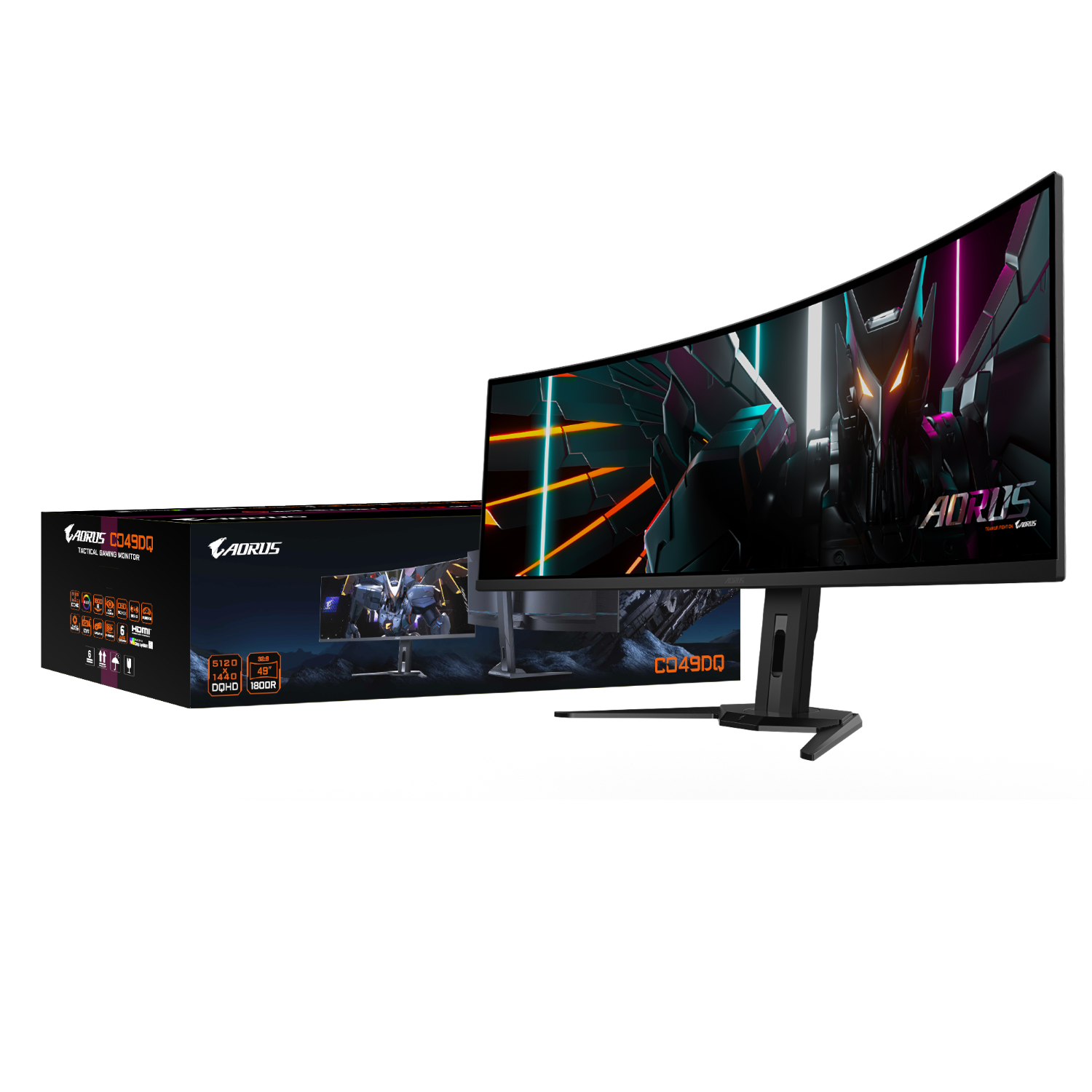 מסך AORUS CO49DQ Ultra-Wide DQHD OLED 0.03ms 144Hz KVM HDR
