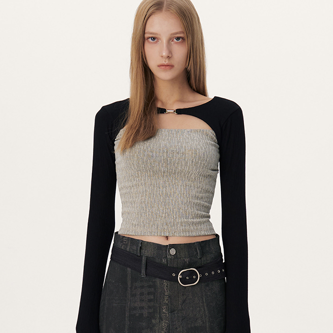 CUT OUT TOP - BLACK