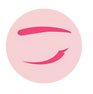 East Asian Girl Gang logo rose pink circle with black eyebrow and closed eyelid within