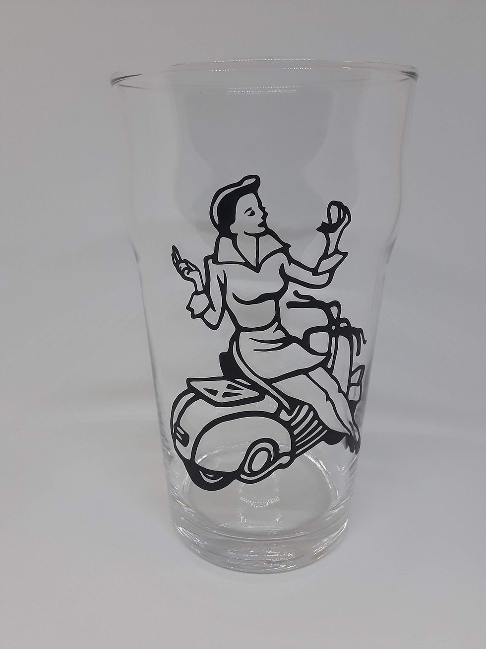 Thumbnail: Vintage Scooter Girl IMPERIAL PINT GLASS Handcrafted v1