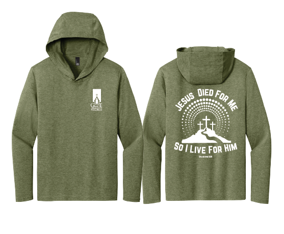 Thumbnail: Grace Community "I LIVE FOR HIM" District® Perfect Tri® Long Sleeve Hoodie