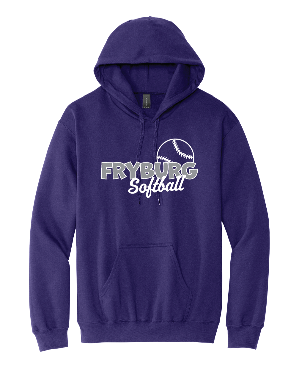Fryburg Softball "Ball Logo" Gildan Midweight Pullover Hooded Sweatshirt