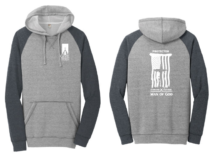 Thumbnail: Grace Community "MAN OF GOD" District® Lightweight Fleece Raglan Hoodie