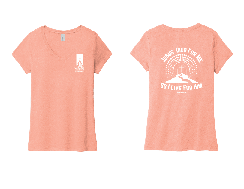 Thumbnail: Grace Com. WOMENS "I LIVE FOR HIM" District® Women’s Perfect Tri® V-