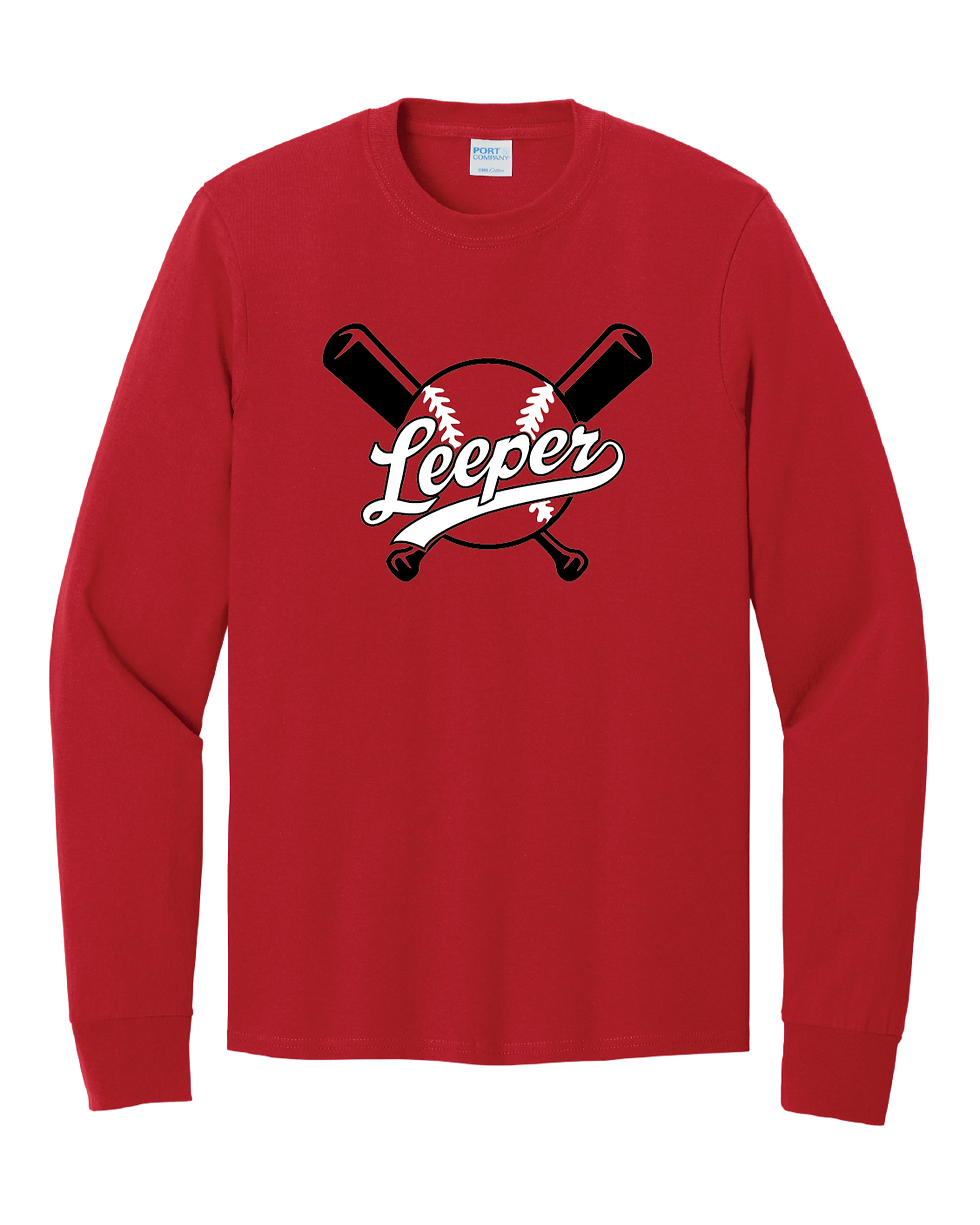 Thumbnail: Leeper Baseball "Bat Logo" Port & Co™ Long Sleeve Core Cotton Tee