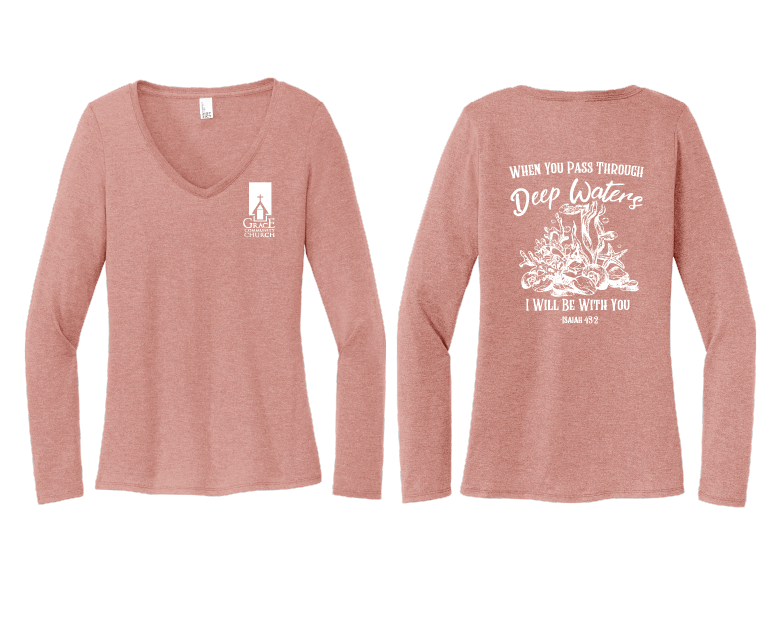 Thumbnail: Grace Com. WOMENS "DEEP WATERS" District® Perfect Tri® Long Sleeve V-Neck