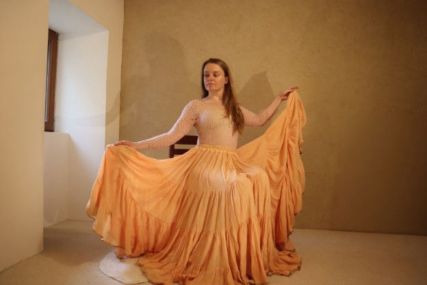 Miniature : Jupe maxi ample tzigane, médiéval, ATS Tribal fusion gypsy dance