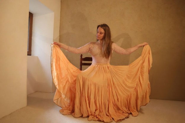 Miniature : Jupe maxi ample tzigane, médiéval, ATS Tribal fusion gypsy dance
