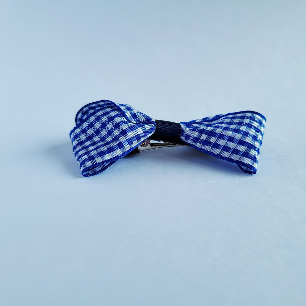 Thumbnail: Clip Bows - Blue Gingham Ribbon