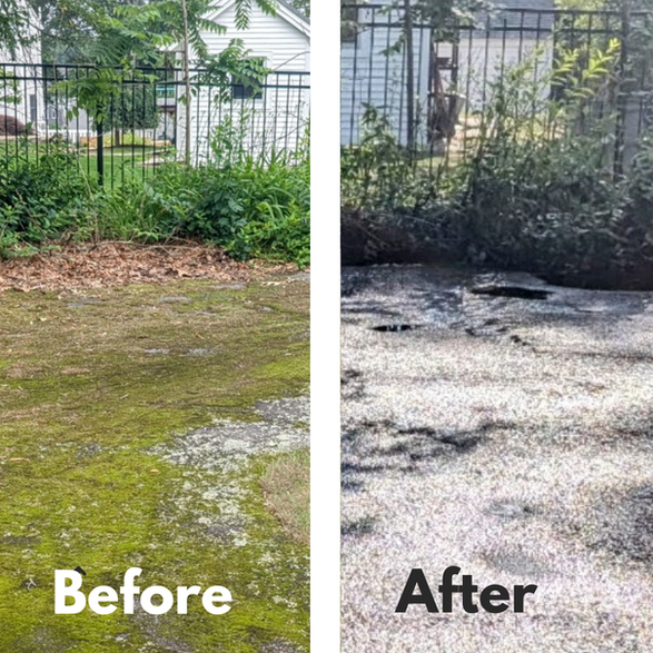 before and after pressure washing asphalt driveway