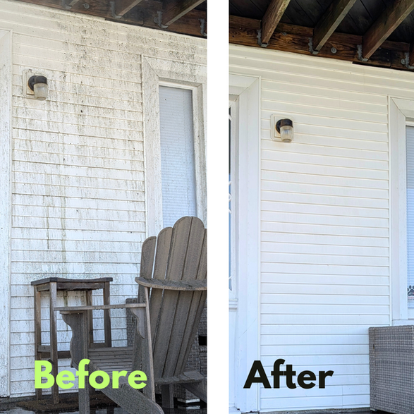 before and after removal of dirt and grime from vinyl siding in swampscott