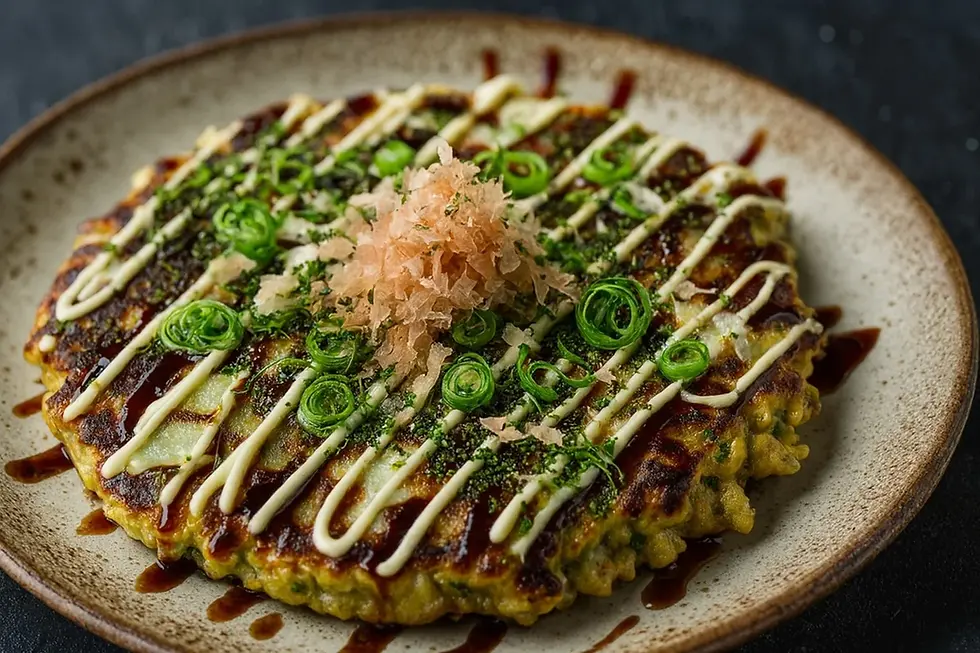Miniatura: Okonomiyaki giapponese preparato durante il cooking show